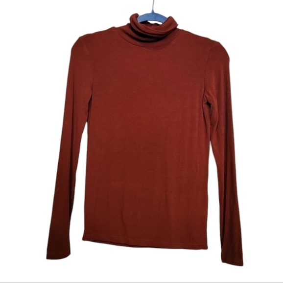 Molly Bracken Lili Sidonio rust colored ribbed turtleneck 95% viscose Size XS - Picture 1 of 4